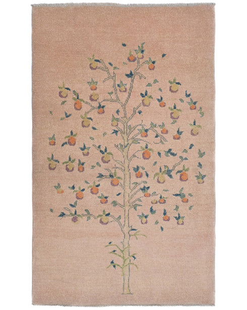 3x5 Soft Pink Kuba Afghan Hand Knotted Wool Area Rug